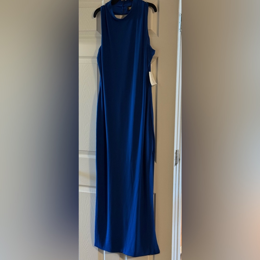 NWT: Elegant Sleeveless Dress with Low Back in Royal Blue